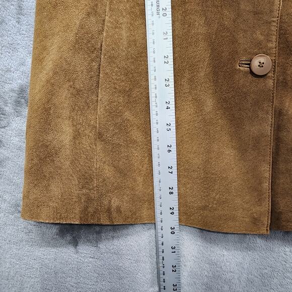 Vintage 90s Bernardo Jacket Womens M Brown Suede Leather Button Front Car Coat - Picture 9 of 9